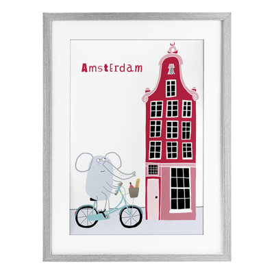 Elephant & Amsterdam Building Framed Print Under Glass, design by Carla Daly