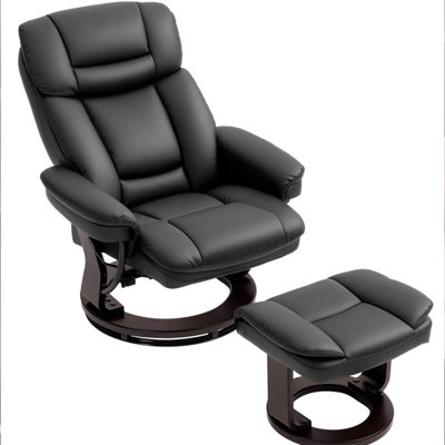 Swivel Recliner with Ottoman (Black)