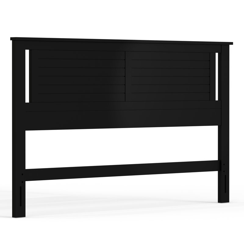 Japha Wood Headboard With Horizontal Scoring, King, Black