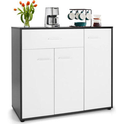 Buffet Buffet avec tablette réglable, grand tiroir et conception anti-basculement, plateau de table spacieux pour la cuisine, le salon, la salle à manger et l'entrée