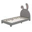 Lit plateforme rembourré en cuir orné d'une décoration de lapin-2013462602-2013462601