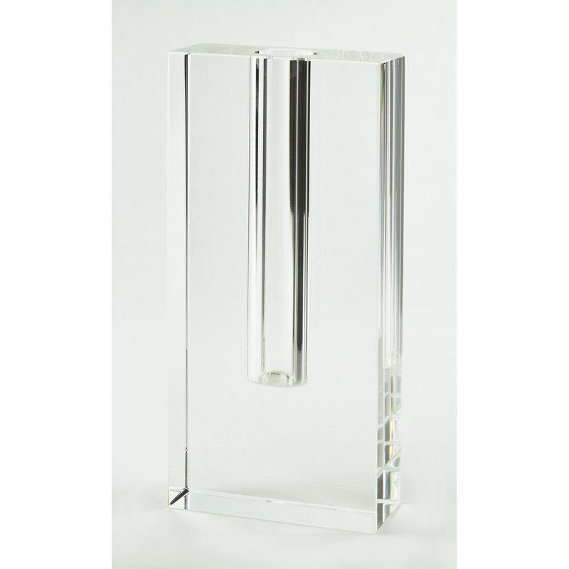 Vase de table en cristal transparent, H 8 po x l 3,5 po x P 1,5 po