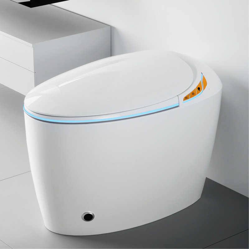 Intelligent Toilet With Bidet, Auto Open/Close System, Foot Sensor, Powerful Flushing, Led Display, Bathroom Fixture Bidet Feature, Seat, Warm Air Dryer, Essential