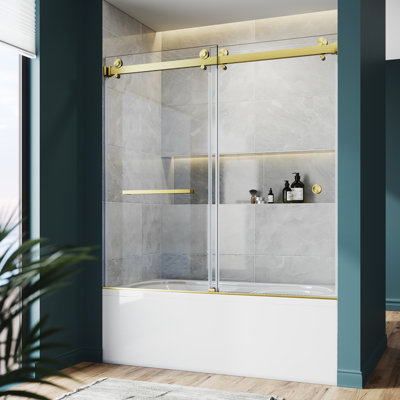 Porte de baignoire coulissante sans cadre l 56 "- H 60" x H 66 "