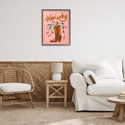 Howdy Floral Cowgirl Boots Giclee Art by Carrie Cantwell