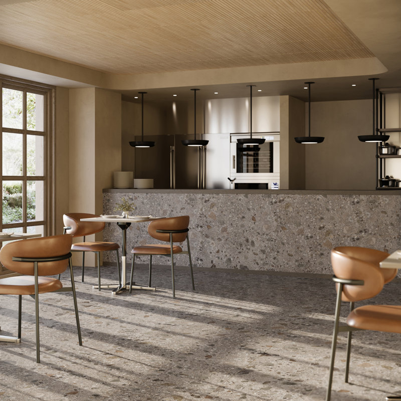 Stonehenge 23.54 In. X 23.54 In. Terrazzo Look Matte Porcelain Floor And Wall Tile (11.62 Sq. Ft. / Case), Fossil Gray
