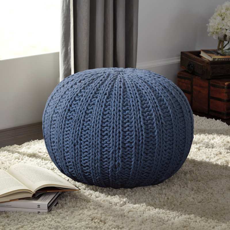 Lietz Upholstered Pouf, Midnight Blue