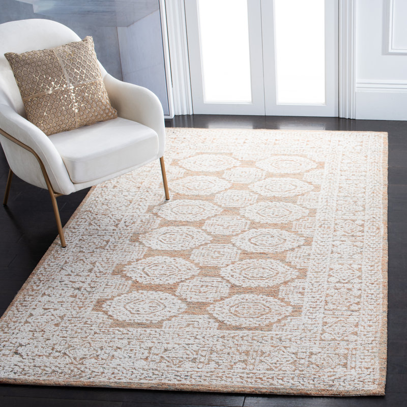 Tapis oriental beige / brun en laine / coton touffeté à la main Korbin, Rectangle de 5 pi x 8 pi