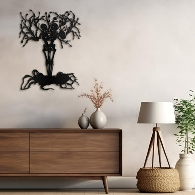 Surreal Forest with Creatures Modern Abstract Wall Accent Sculpture Hanging Decoration Metal Wall Decor