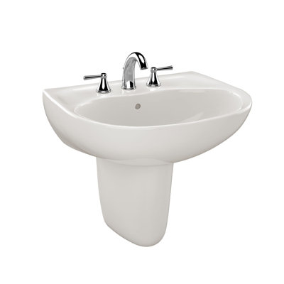 TOTO® Supreme® Oval Wall-Mount Bathroom Sink with CEFIONTECT and Shroud for 8 Inch Center Faucets, Colonial White