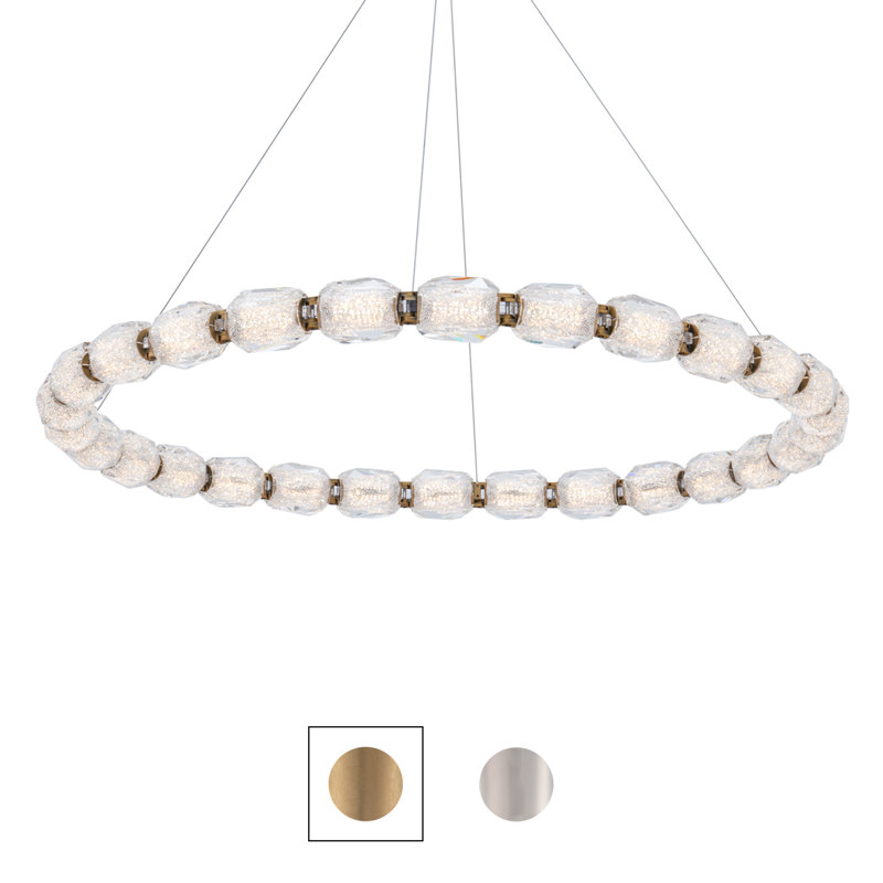 Seduction 28 Light Crystal LED Pendant, Polished Nickel