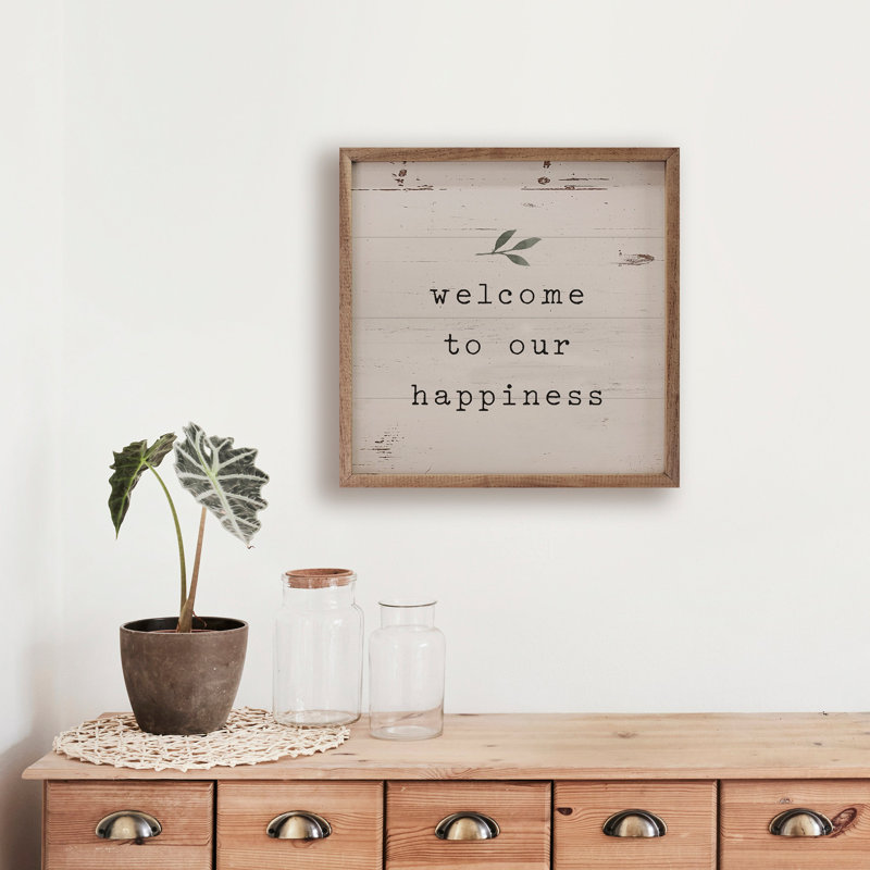 Welcome To Our Happiness Greenery, H 12 po x l 12 po