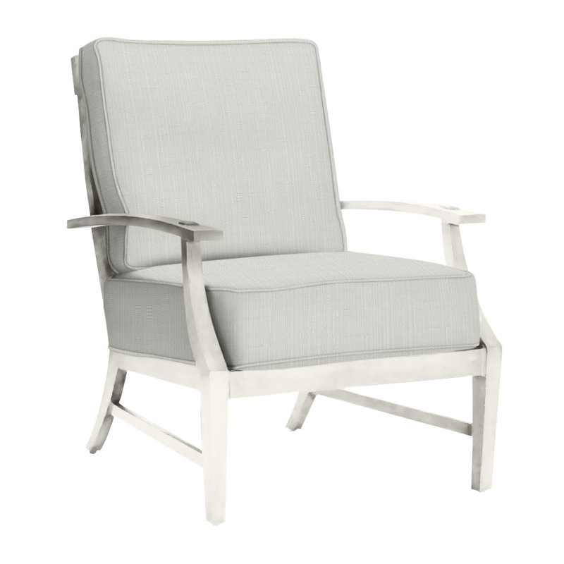 Croquet Patio Chair with Cushions, Welt + Standard Fill, Linen Navy, Chalk