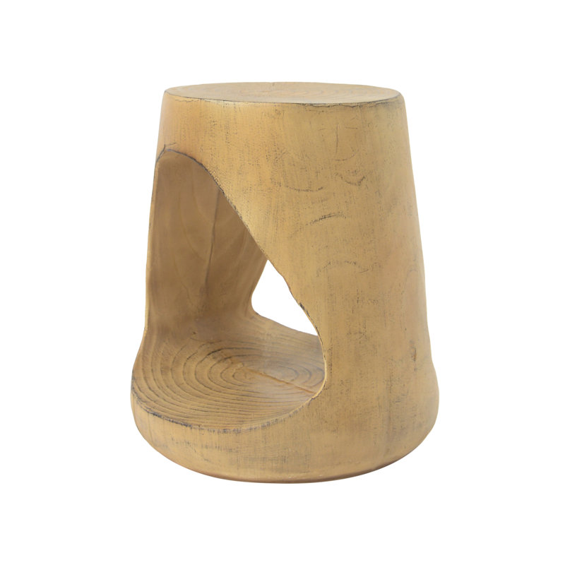 Wood-Like Texture MGO Hollow Side Table, Natural
