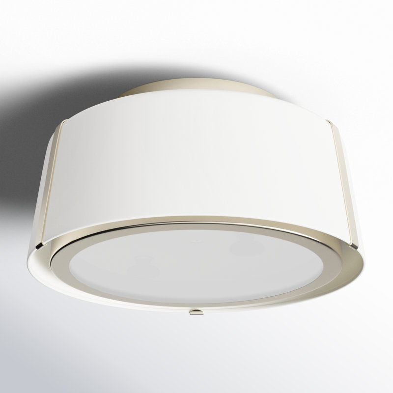 Marietta Flush Mount, Polished Nickel, Nickel/White