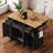 Storage Kitchen Island with Rubber Wood Drop Leaf,4 Doors-1990286650