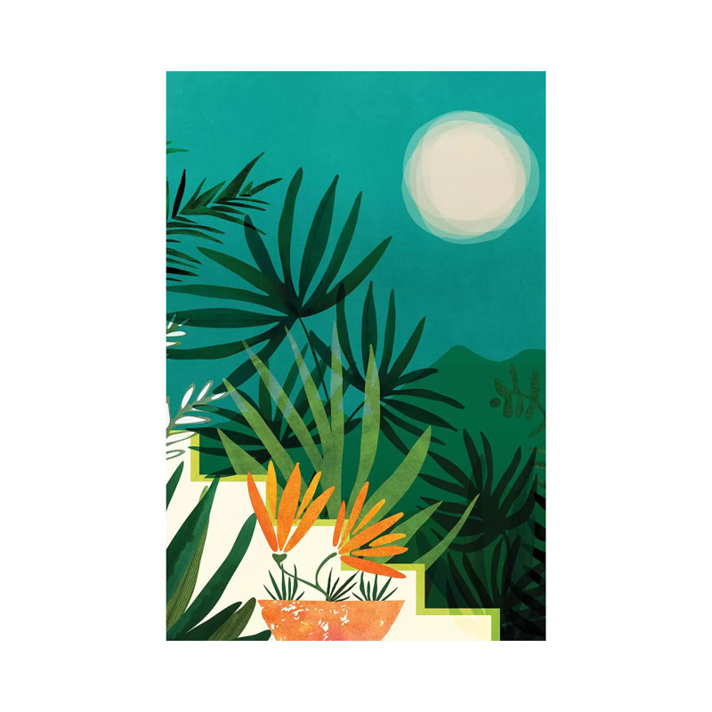 Tropical Moonlight par Modern Tropical - peinture sur toile tendue, H 12 po x l 8 po x P 0,75 po