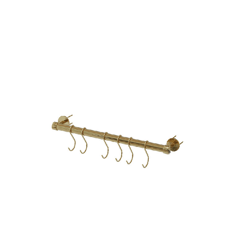 Support à casseroles mural en laiton, Laiton poli, H 3,94 po x l 19,38 po x P 2,87 po