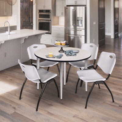 Regency Kahlo 48 In. Round Breakroom Table- Maple Top, Chrome Tapered Legs