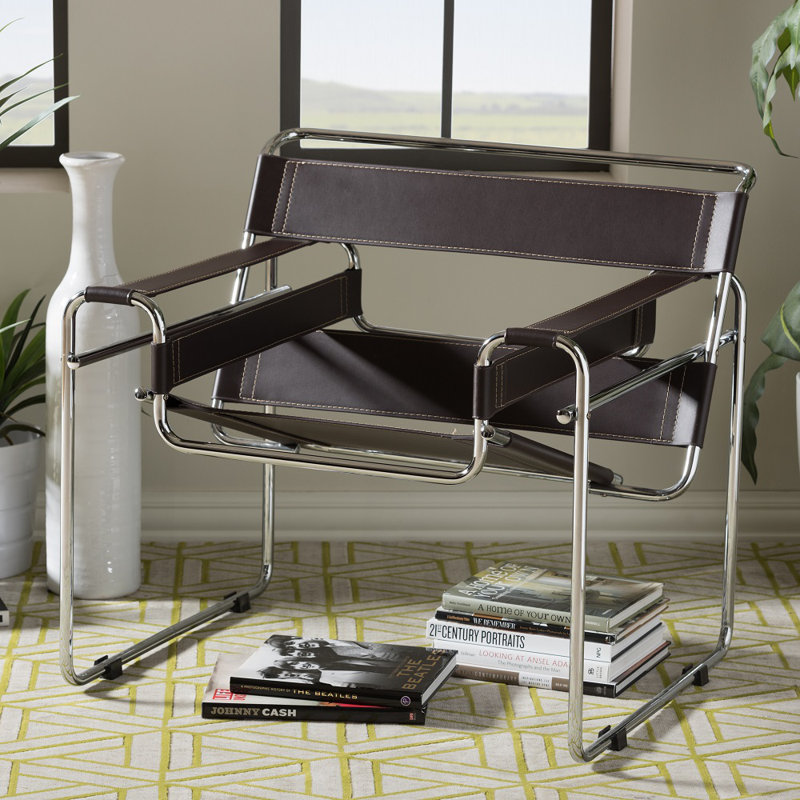 Fauteuil de 30,75 po de large Aaisha, Similicuir brun