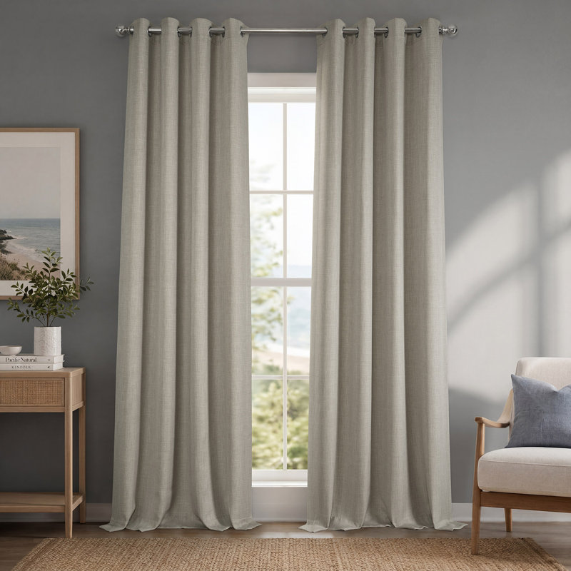 Panneau de rideau simple obscurcissant en lin Oneridge, L 50 po x L 84 po, Gruau