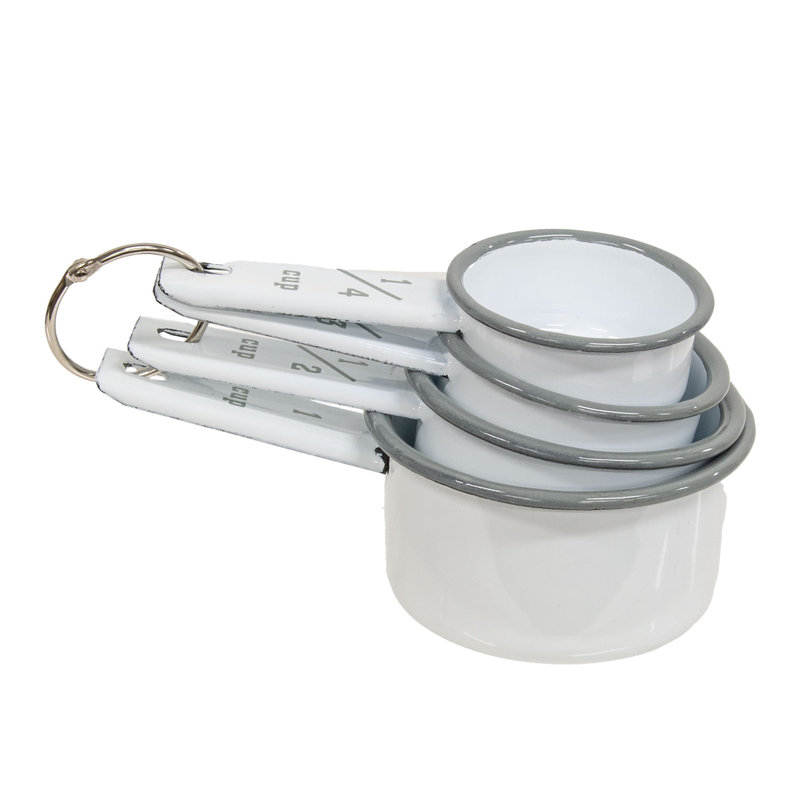 Ensemble de 4 tasses à mesurer en porcelaine CWI, Blanc / gris