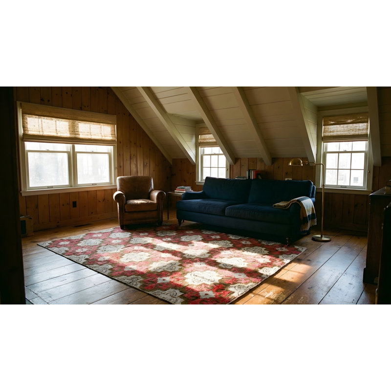 Antique American Hooked Rug America Geometric Hand-Woven