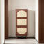 Armoire à chaussures 3 tiroirs en bois avec panneaux avant en rotin, unité de rangement pour entrée et appartement - finition brune