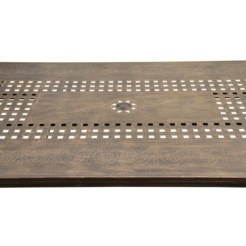Adepeju Rectangular Outdoor Dining Table With Umbrella Hole , 95.3'' in. W 47.64'' in. D, Bronze