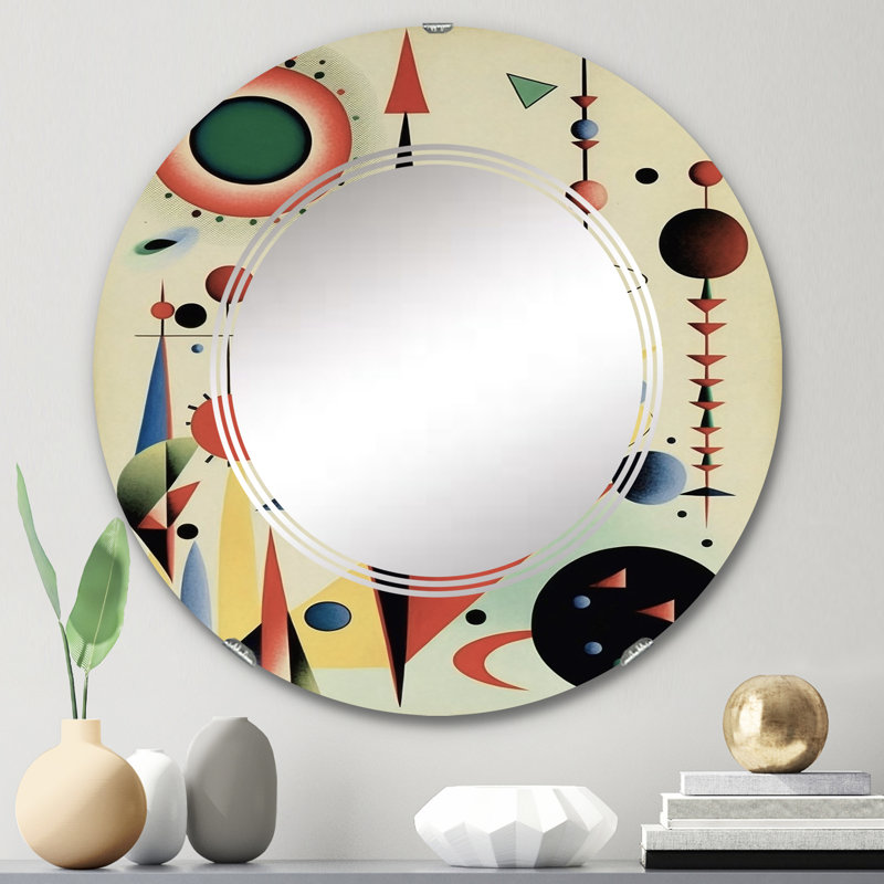 Seilles - Miroir mural rond moderne, 24 po x 24 po