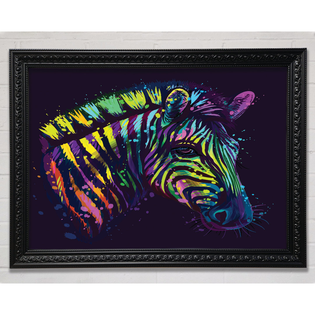 Regenbogen Zebra Leben Gerahmter Druck