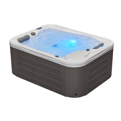 Luxury Spas 240 Volt 3 Person 47 - Jet Acrylic Rectangle Standard (Hardwired) Hot Tub with Ozonator and Built-In Speaker in Gray