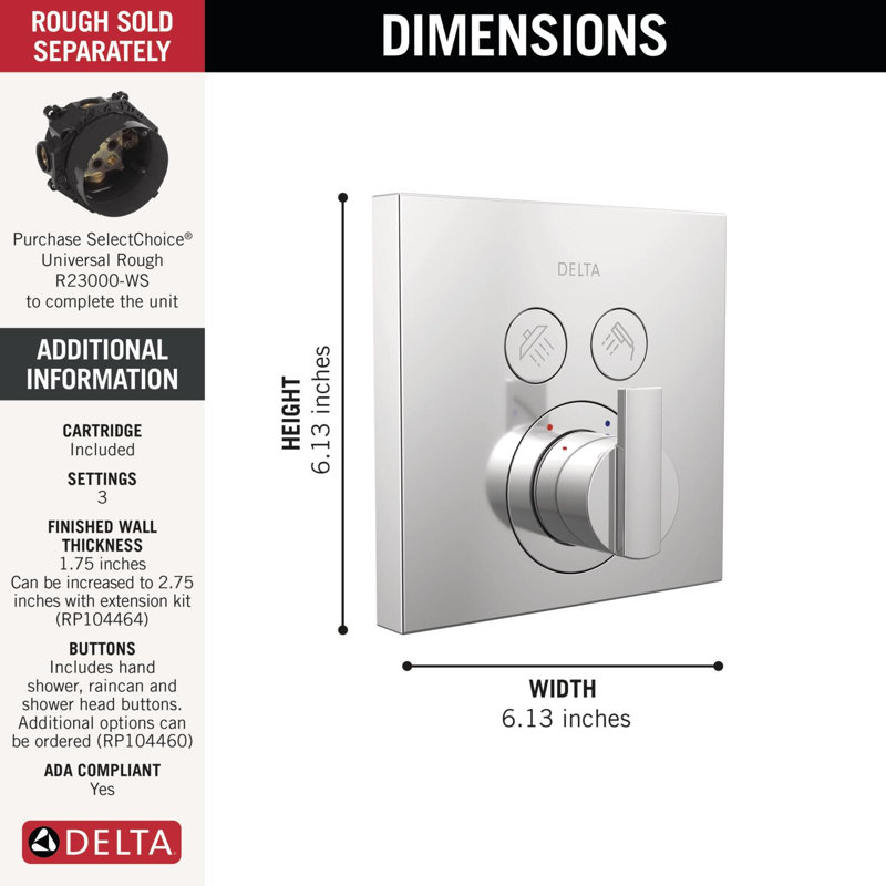 Angular Modern Push-Button Shower, Chrome