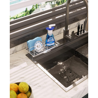 M-Shaped Stainless Steel Kitchen Sink Caddy With Detachable Drip Tray