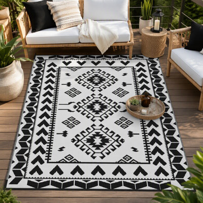 Tapis de terrasse extérieur Outsunny, grand tapis de camping réversible avec sac de transport, 2,44 m x 3,05 m, imperméable et durable pour diverses activités de plein air