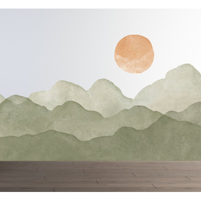 Mountain Sun Wall Art Decal – Boho Colorful Nature Decor – Modern Home Accent – Nursery Mountain Wall Sticker, Kids Room Wall Decor 610DLU