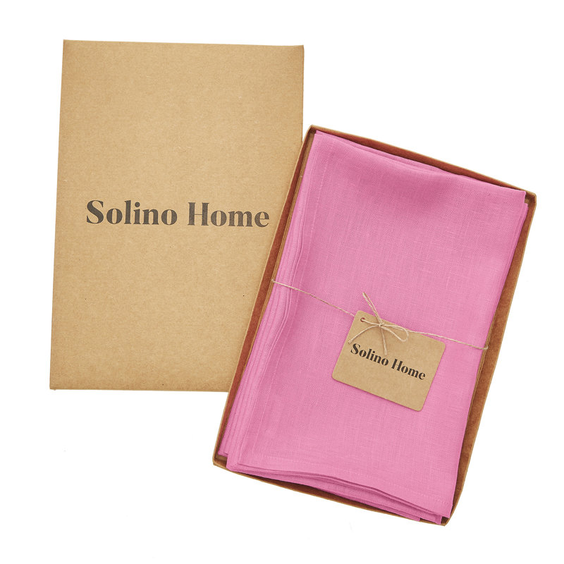 100% Pure Linen Dinner Napkins - Fete, Flamingo Pink