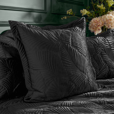 Palmeria Cushion Cover Floral Black Square Cushion Cover