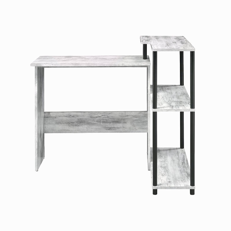 Rectangular Writing Desk With Side Shelf, White