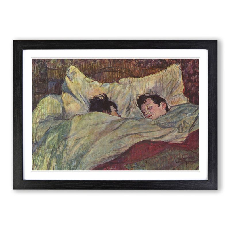 In Bed by Henri de Toulouse-Lautrec - Framed Print, 27cm H x 36cm W x 2cm D, Black Framed