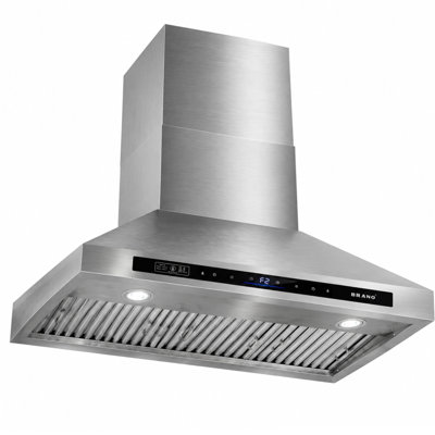 Hotte de cuisine murale 36 pouces convertible en acier inoxydable à conduit / sans conduit, hotte de cuisine 900 Cfm avec commande vocale / tactile / tactile