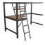 Lit mezzanine simple en métal avec bureau et tablette, noir