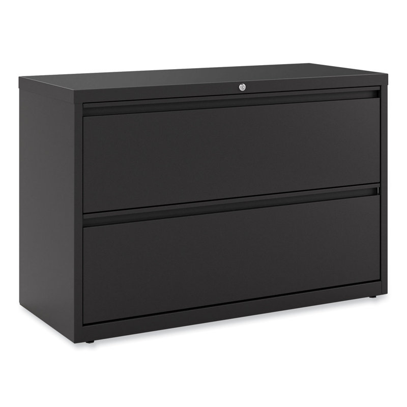 Black Steel 2-Drawer Lockable Lateral File Cabinet