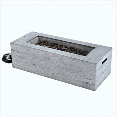 Foyer d'extérieur au propane rectangulaire 40000 BTU, chauffe-terrasse 41,9 po MGO avec brûleur en acier inoxydable et pierres de lave gratuites, couvercle imperméable, adapté pour la cour, la pelouse, les patios, les terrasses et la piscine