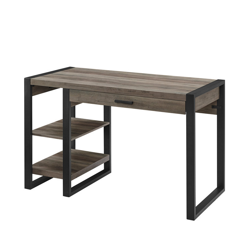 Aalyssa 1-Drawer Desk with USB Port, Gray Wash/Black