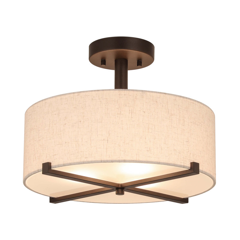 Fabric Semi Flush Mount, Bronze