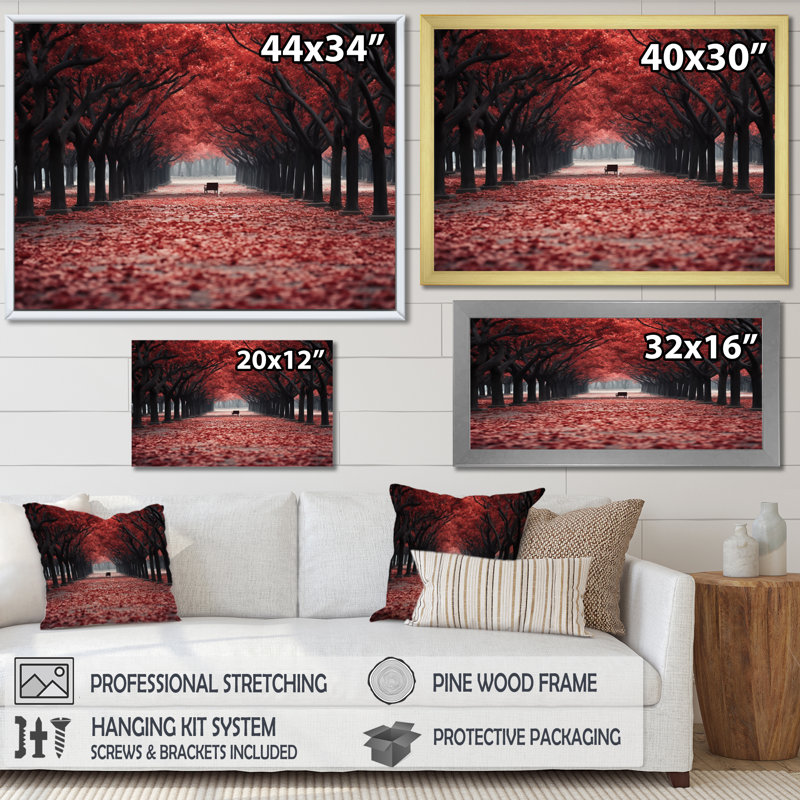 Red And Grey Tree Solitude III Framed On Canvas Print, Toile tendue, H 34 po x l 44 po x P 1,5 po