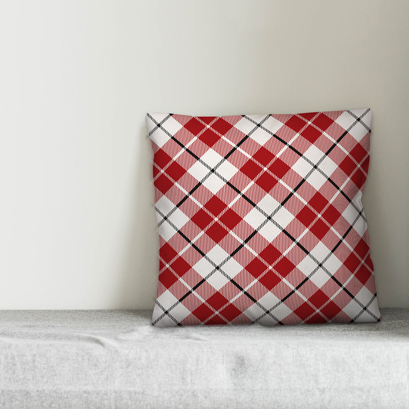  Coussin Christmas, 18 po x 18 po, Intérieur, Blanc / rouge / noir