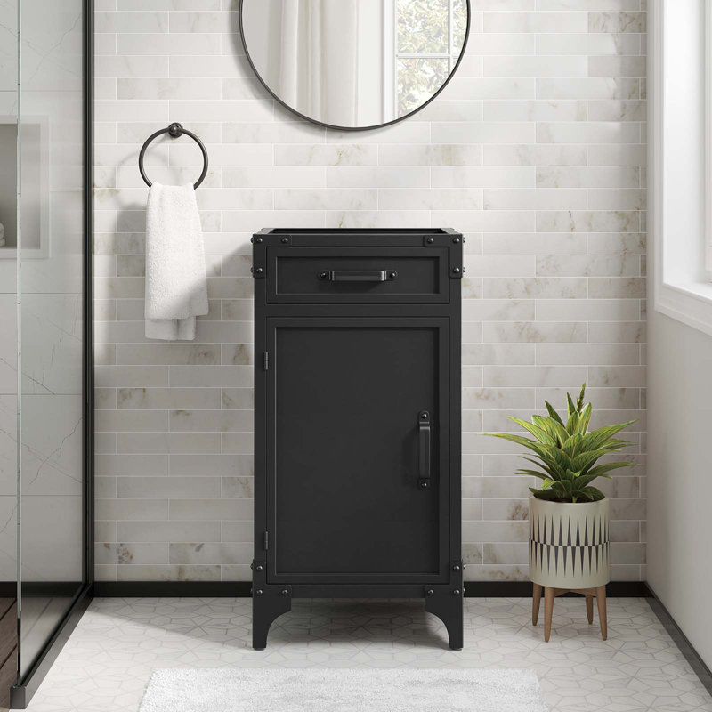 Black Metal and MDF Industrial Bathroom Vanity Cabinet