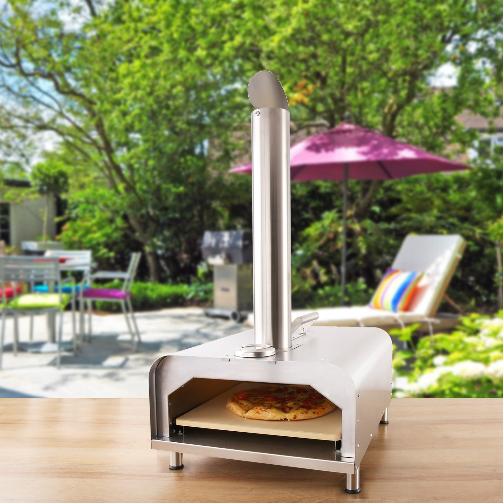 Gyber Fremont wood fired pizza oven (outdoor) natural or flavoured pellet  fuel | cooks meat, fish, steaks, burgers, vegetables | portable  stainless-steel frame | rapid heating u0026 Reviews - Wayfair Canada